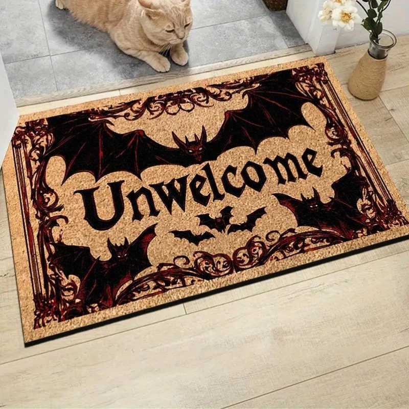 VIKAMA Halloween Carpet Bat Unwelcome Personty Carpet Door Mat Non-Slip Floor Mat Dark Series Outdoor Carpet Home Decoration H251205