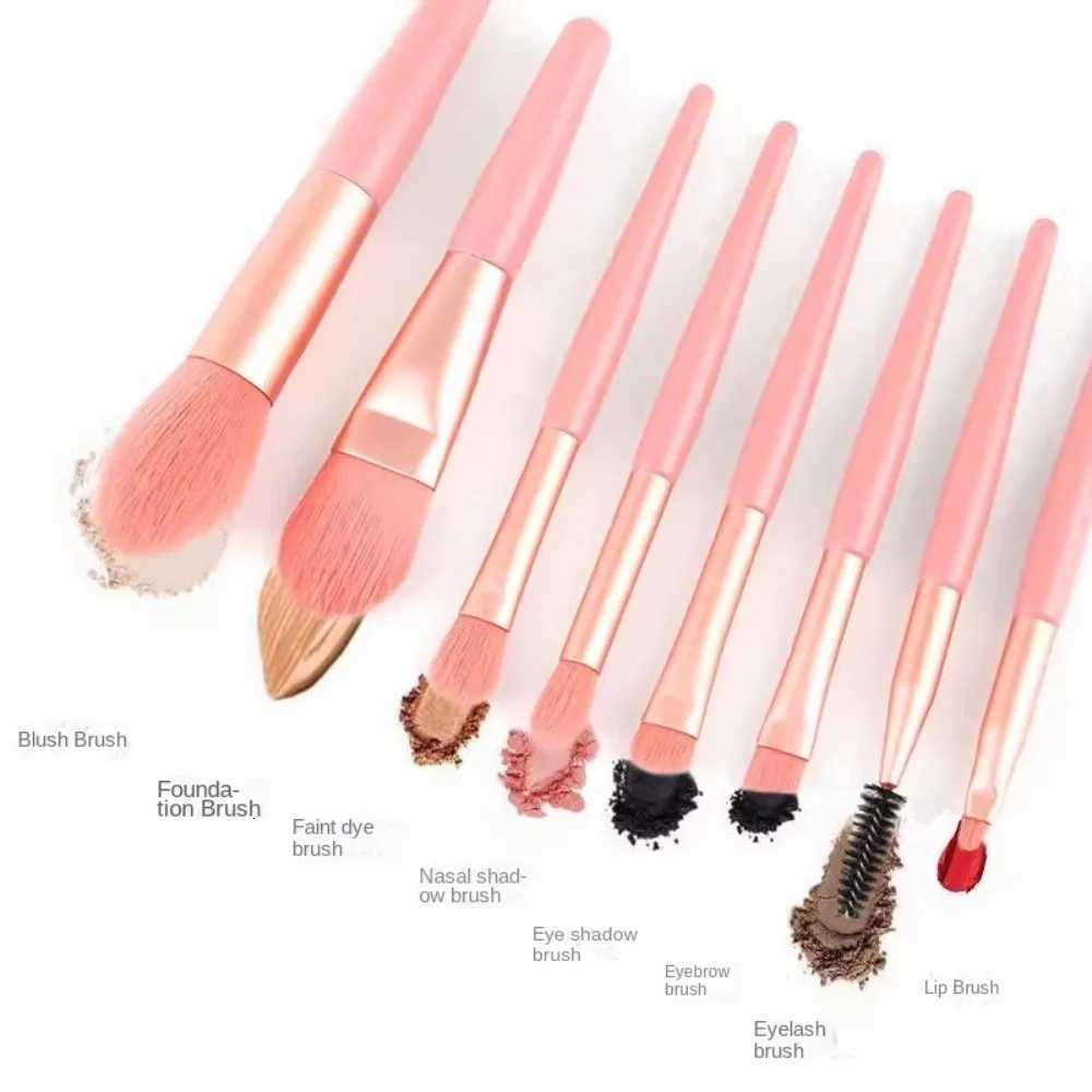 Set of 8 Soft Bristle Make Up Brushes Premium Synthetic With Bag Eyeshadow Brush Eye Facial Beauty Foundation BrushT251205