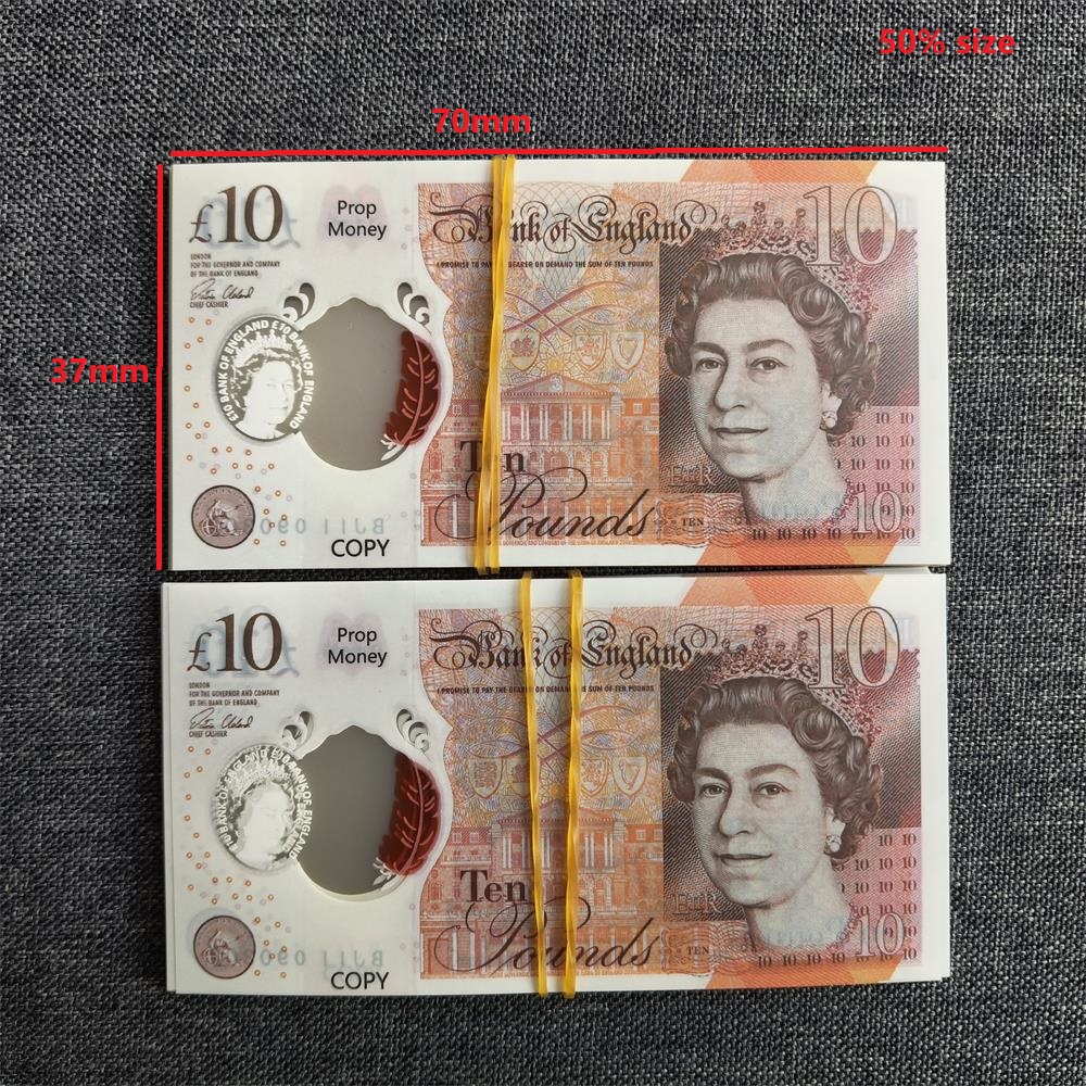 5A Premium 20 GBP Movie Money High Quality Polymer Clear Matte Window Fake UK Money Safe for Wedding Parties Easter 100pc Movie Money Novelties Diwali 70*37mm 50%