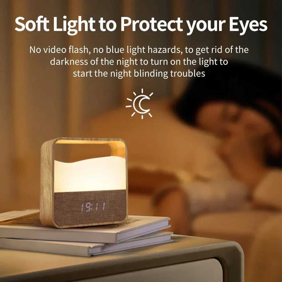 LED Night Light with Alarm Clock Time Display Rechargeable Table Lamp Bedside Sleeping Lights for Adults Kids Baby Bedroom Decor M251205 - view 5
