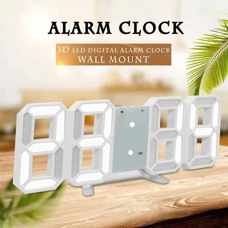 3D LED Table Alarm Clock - Displays Date Temperature Decorative Digital Clock for Home Kitchen Office M251205 - view 6