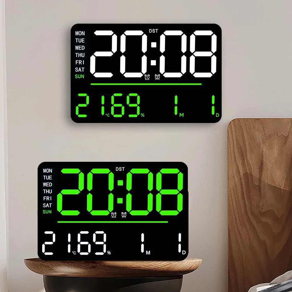 1pc modern large screen LED multifunctional digital alarm clock Multi functional display of humidity temperature week date M251205 - view 7