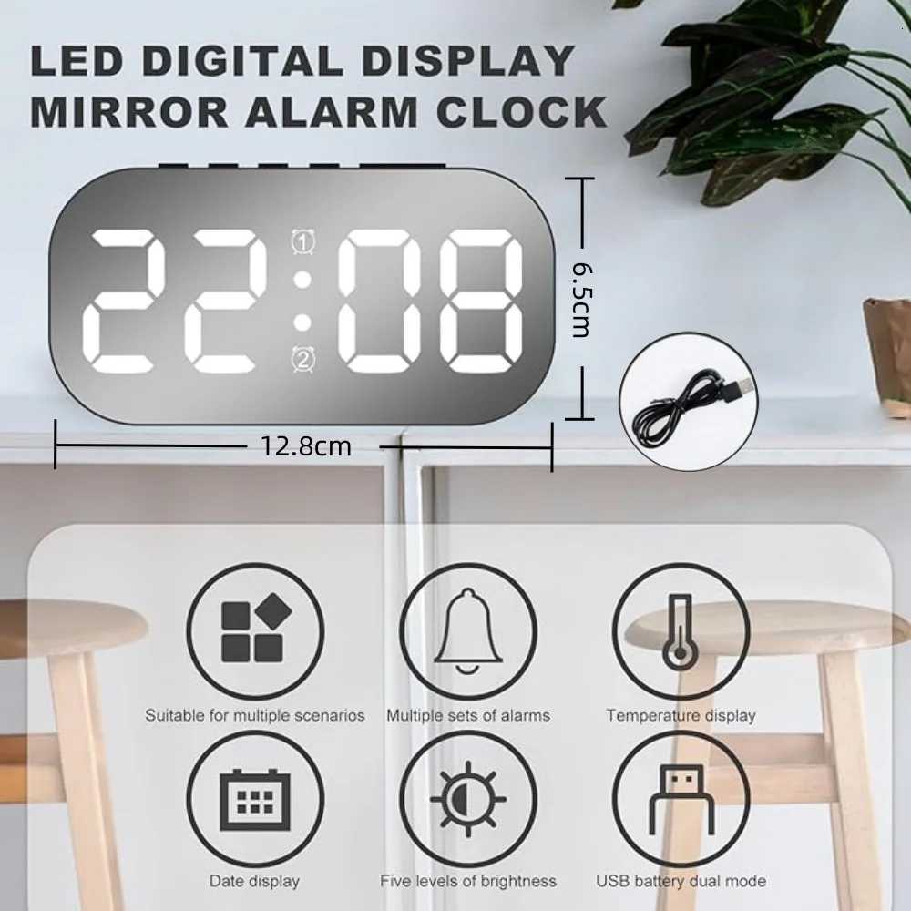 LED Digital Table Clock - Multifunctional Electronic Alarm ClockDisplay Time/Date/Cycle/Temperature for Desk/Bedroom Clock M251205 - view 7