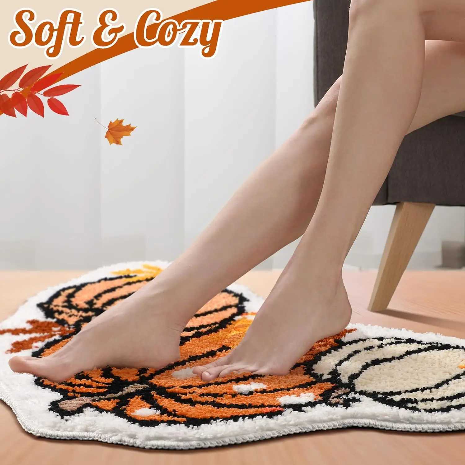 VIKAMA Fall Pumpkin Bathroom Floor Mats Washable Soft Living Room Bedroom Kitchen Rugs Thanksgiving Home Decoration H251205