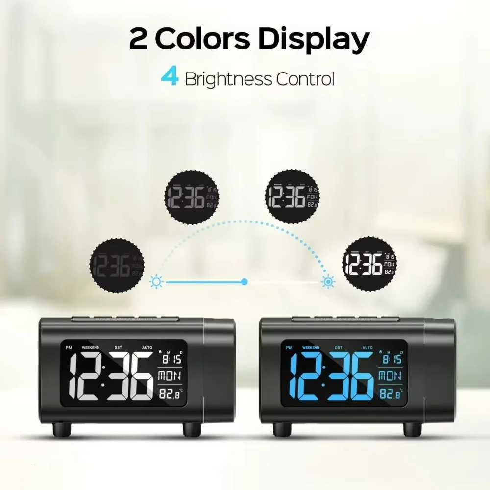 2025 Radio Projection Alarm Clock Digital Alarm Clock Bedroom Temperature Monitor 4-Level Dimmer 12/24H Table Mute Alarm Clock M251205 - view 3