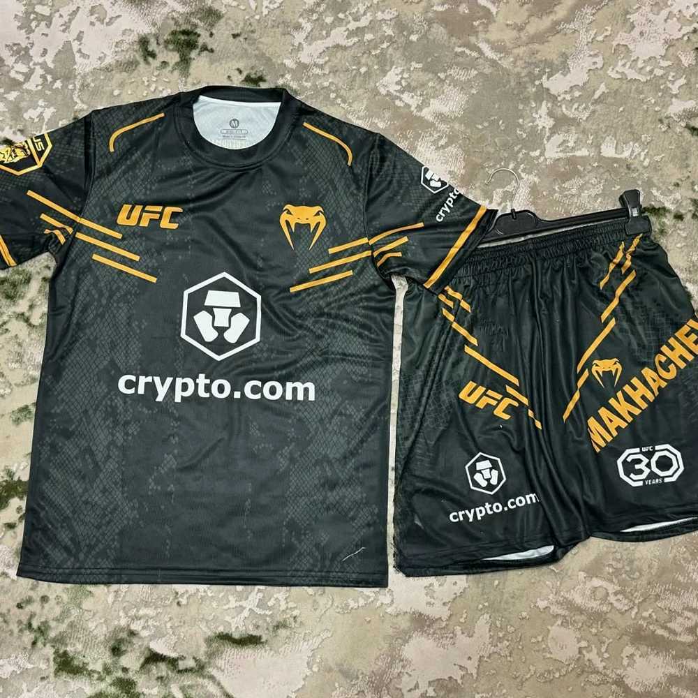 322 Fighting Night IslamMakHachev Boxing Set Men Black MMA Oversized Breathable Speed Drying Fighting Short SLeeve Shorts X251205