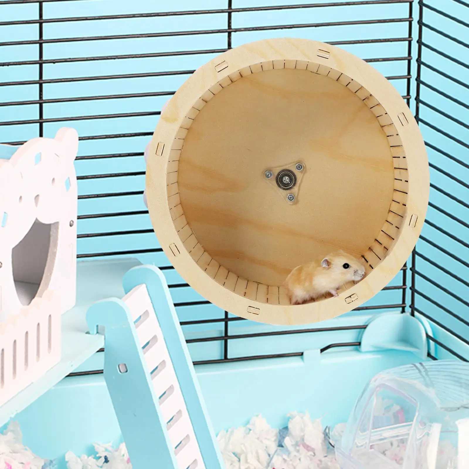 22Cm Natural Wood Hamster Wheel Toy Durable Wooden Running Exercise Wheel Silent Bearing Chinchilla Guinea Pig Syrian Hamster M251205