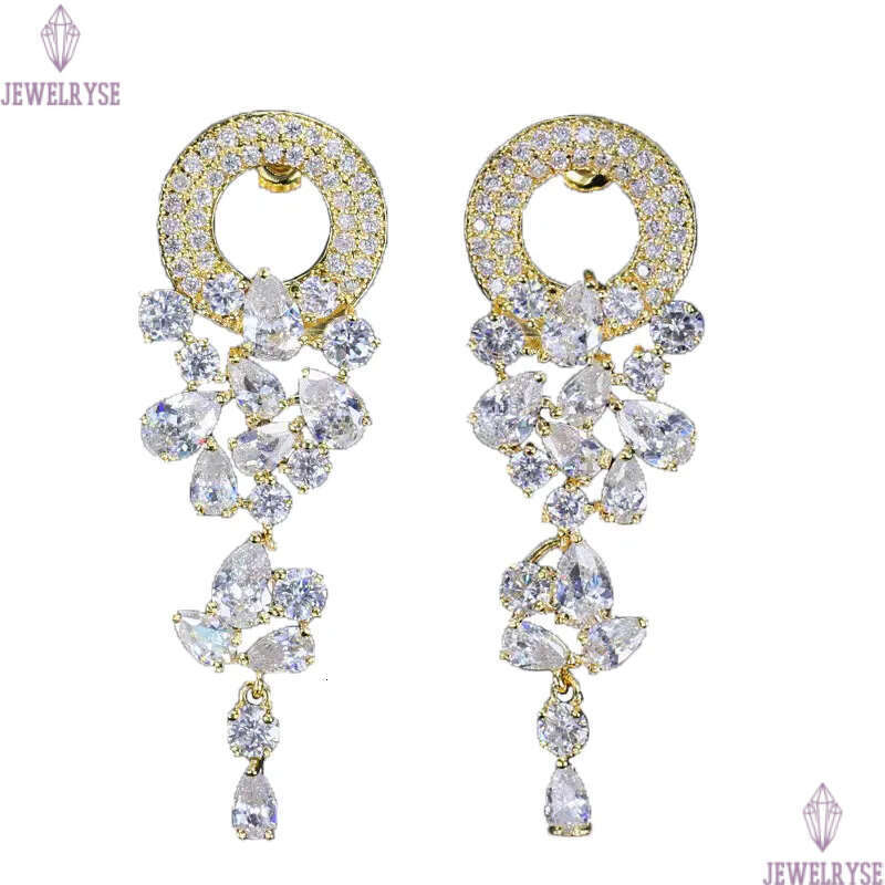 Long AAA Cubic Zirconia Garland Bride Wedding Charm Earrings Designer Jewelry White Colorful CZ Copper 18K Gold Silver Luxury Earring Party For Women 