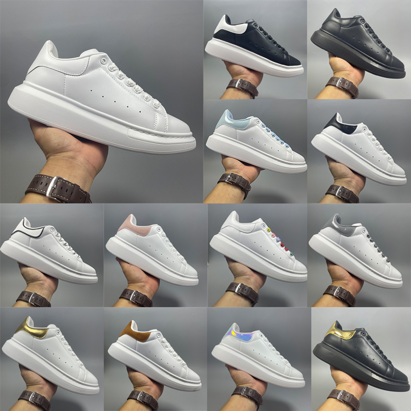 free shipping designer casual shoes mcqueenn shoes men sneakers Classic White Black Suede Leather Dream Blue womens trainers platform shoe with box