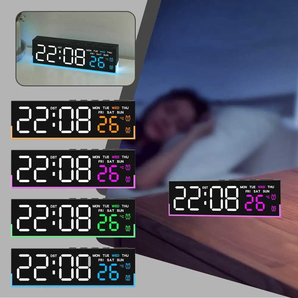 Multifunction Digital LED Alarm Clock - Atmosphere Light Temp/Date/Week Display Dual Alarm Desktop Home Decor Clock M251205 - view 4