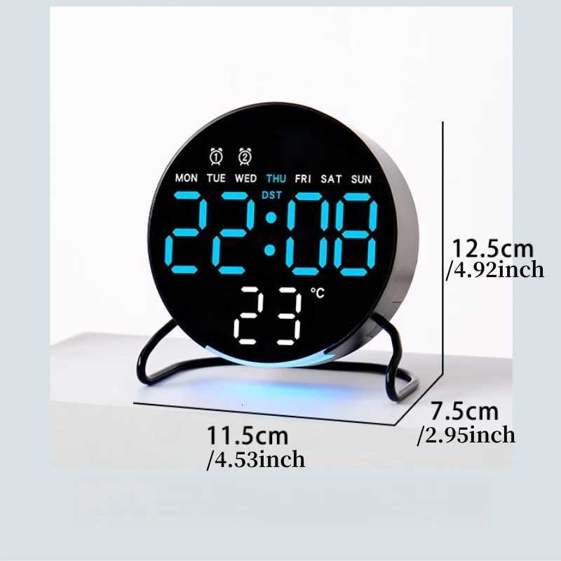 LED Alarm Clock Voice Control Digital Clock Night Light Temperature Week Date Display Brightness Adjustment Timer Clock 12/24H M251205 - view 6