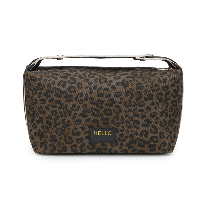 Retro-Style Cosmetic Bag High-Fashion Leopard Print Crossbody Bag Casual Toiletries Organizer