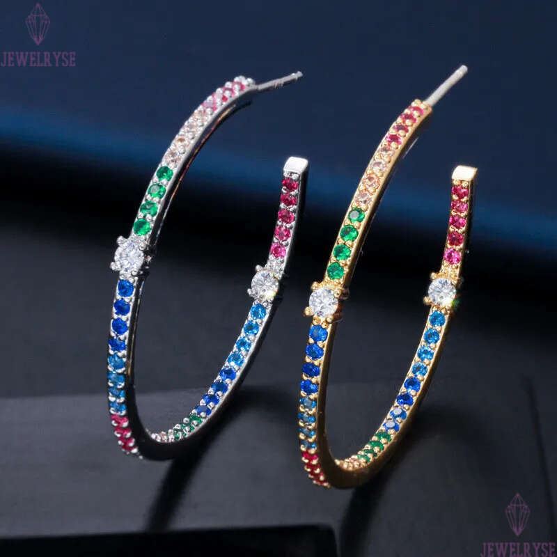 fashion hoop earrings designer for women colorful AAA cubic zirconia 925 silver post copper jewelry 18k gold luxury dimond earring girls christmas day