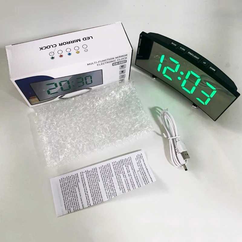 Latest Digital Clock LED Alarm Clock Bedroom Electronic Desktop Clock With Temperature Display Adjustable Brightness 12/24 Hours M251205 - view 5