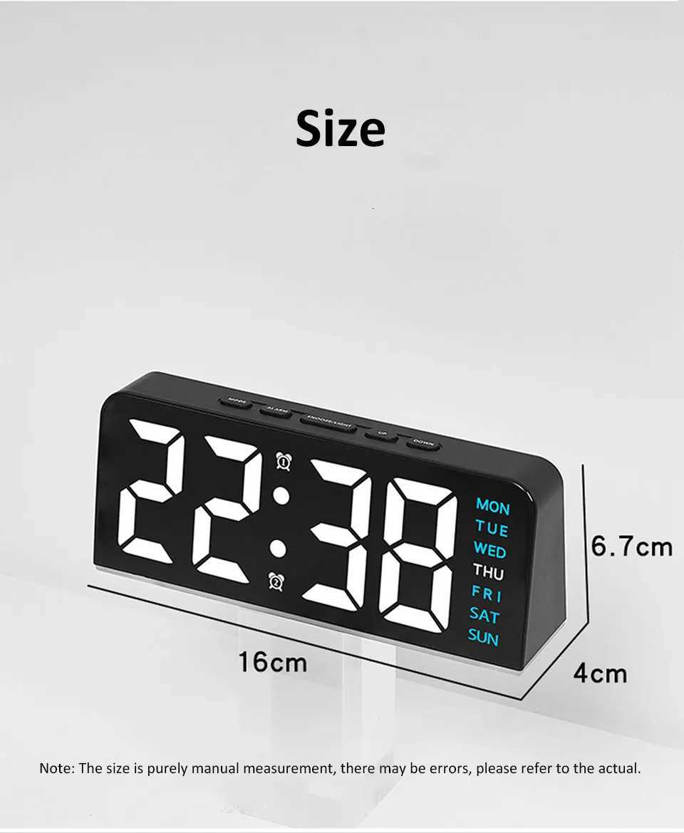 7 LED Digital Alarm Clock Table Clock Three-Level Adjustable Brightness Dimmer/Dual Alarm/Temp/Date/Night Light for Bedrooms M251205 - view 6
