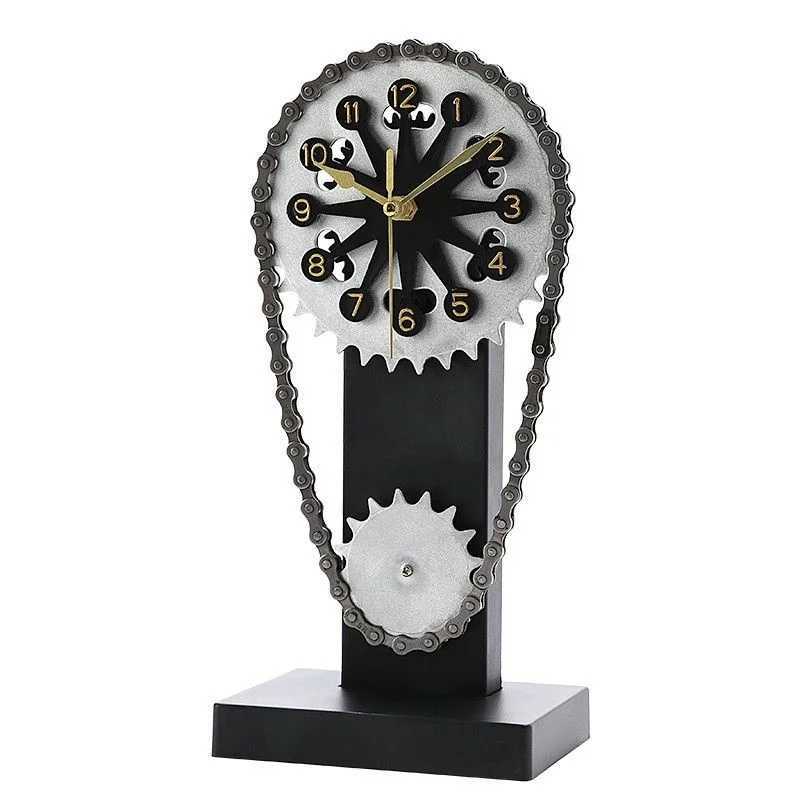 Vintage Rotating Gear Clock Ornament Antique Style Desktop Clocks Living Room Modern Table Decoration Home Vintage Room Decor M251205 - view 7