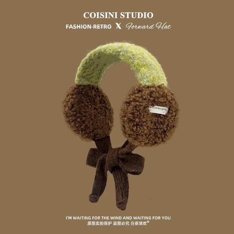 Korean Ins Contrasting Color Straps Earmuffs for Women Winter Fashion Versatile Thermal Ear Protectors Plush Pullover HatsXJ251205 - view 4
