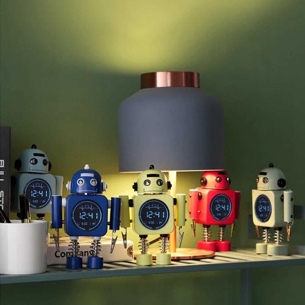 Mute Robot Alarm Clock Metal Creative Luminous Digital Display Design Student Children Bedroom Desk Decoration Multi-Color M251205 - view 5