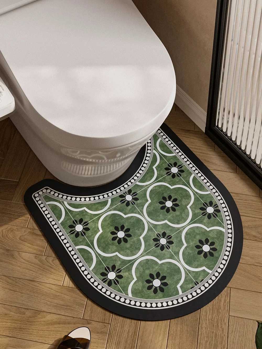 Retro Bathroom Super Absorbent Foot Pad Floor Mat Non-slip Bathmat U-shaped Closestool Three-piece Suit Bathtub Carpet Quick Dry H251205