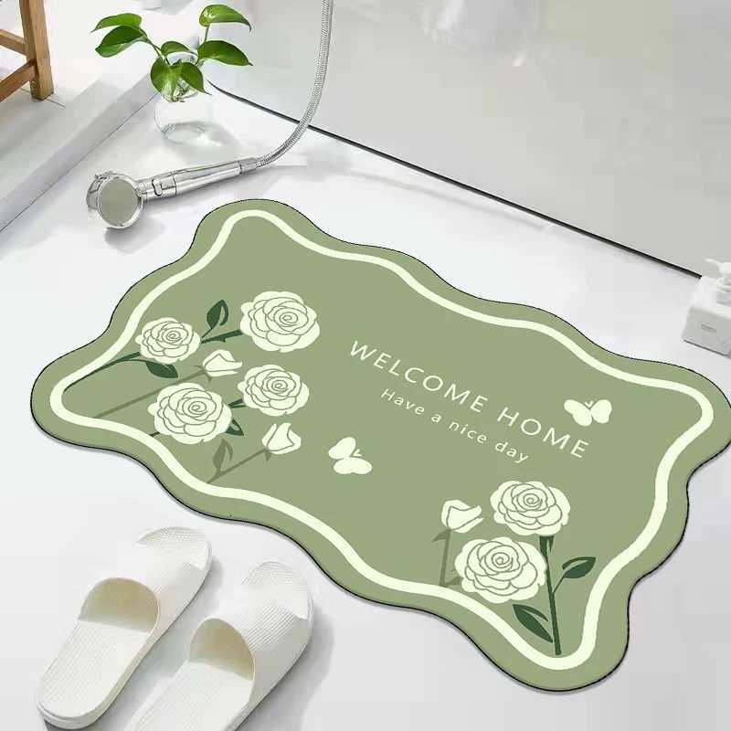 Thickened bathroom floor mat cream wind diatom mud absorbent mat toilet door floor mat toilet quick-drying non-slip carpet H251205