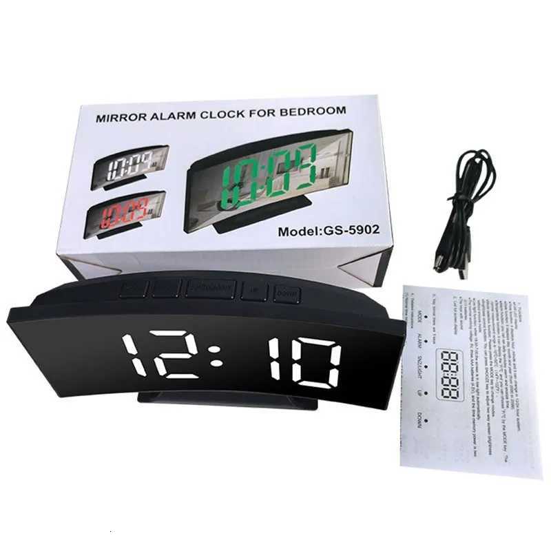 1pc LED Mirror Digital Clock Bedroom Office Travel Electronic Table Clock Desktop Makeup Mirror Alarm Clock Temperature Function M251205 - view 3