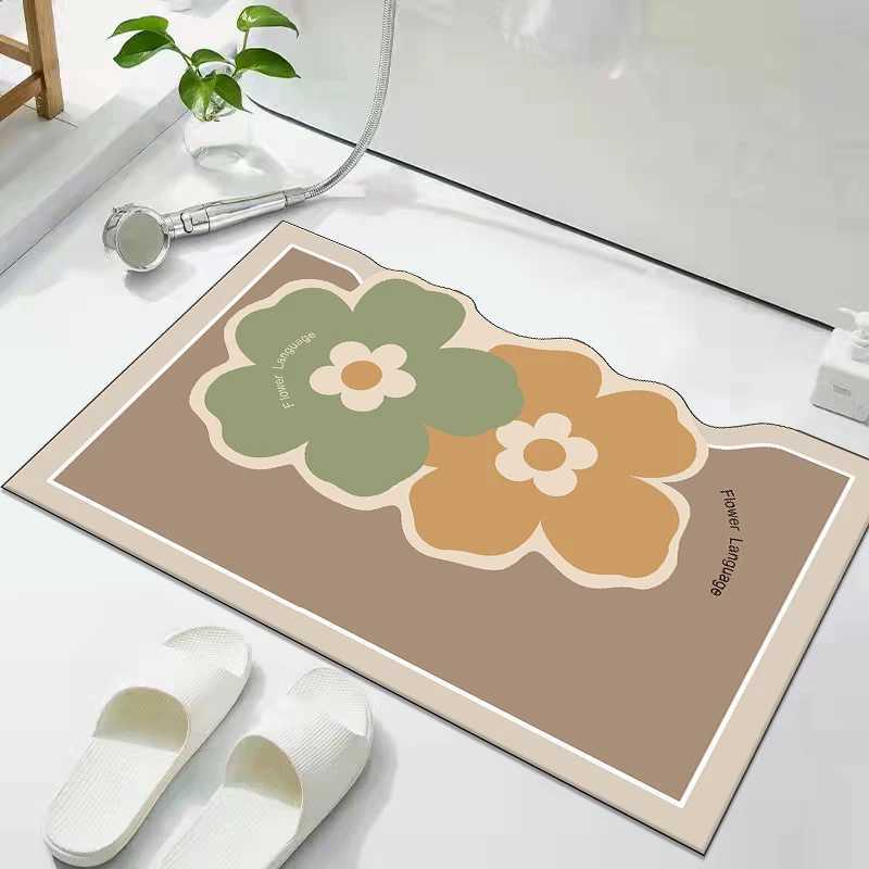 Thickened bathroom floor mat cream wind diatom mud absorbent mat toilet door floor mat toilet quick-drying non-slip carpet H251205