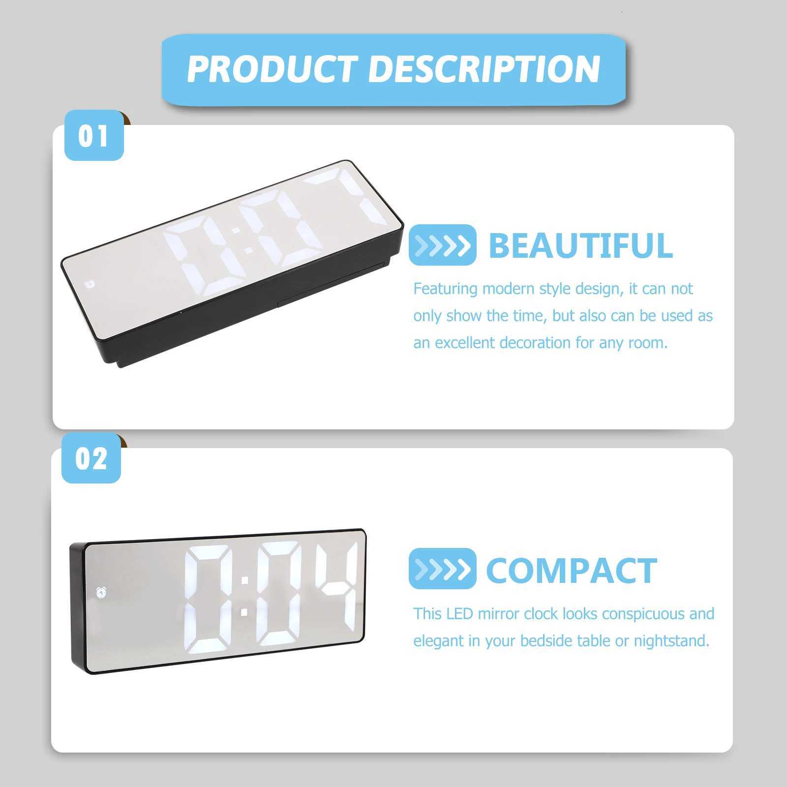 Digital Large Display Led Mirror Clock Adjustable Brightness Usb Operated Desk Alarm Clock For Bedroom Office M251205 - view 5