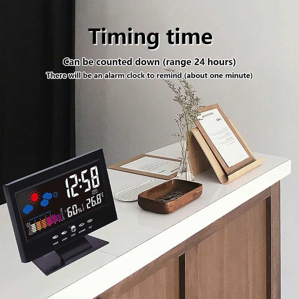 Weather Clock With Time Date Week Temperature Humidity Display Weather Forecast Function With Voice-activated Backlight Function M251205 - view 4