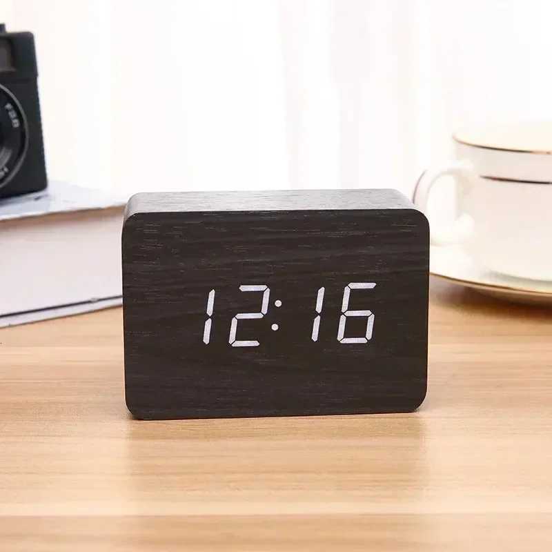 LED Wooden Alarm Watch Table Voice Control Digital Wood Despertador USB/AAA Powered Electronic Desktop Clocks M251205 - view 4