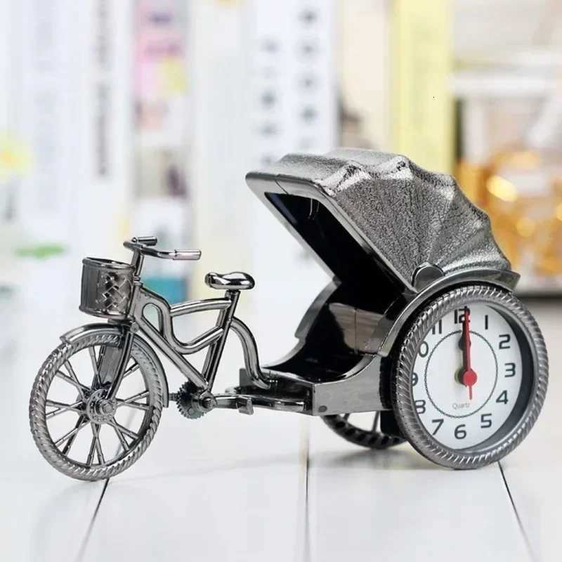 Retro Rickshaw Car Alarm Clock Plastic Desktop Decoration Home Model Bedside Clock Mechanical Movement Living Room M251205 - view 7