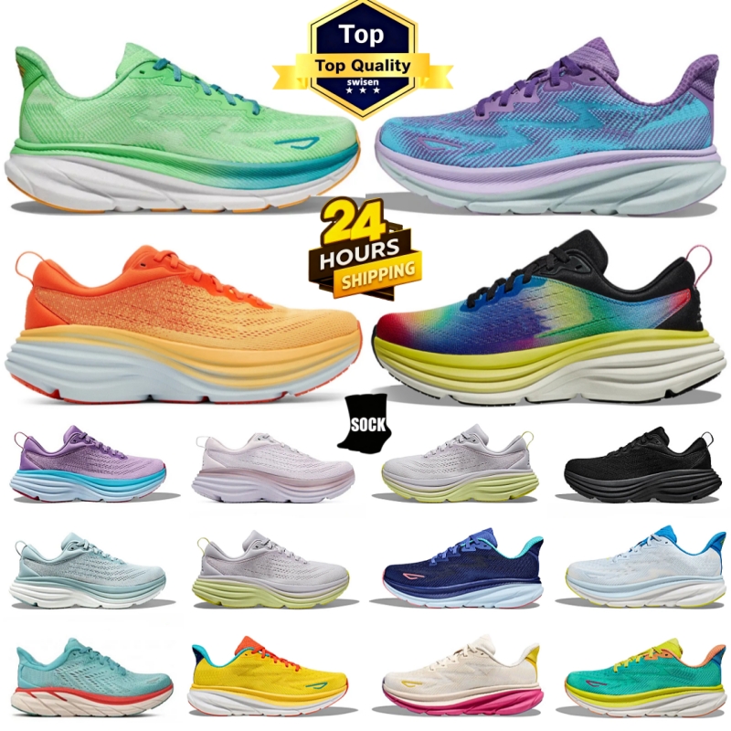 New bondi 9 8 clifton 8 9 kawana for mens womens running shoes high quality designer sneakers triple black white purple hiking shoe breathable outdoor Sport trainer