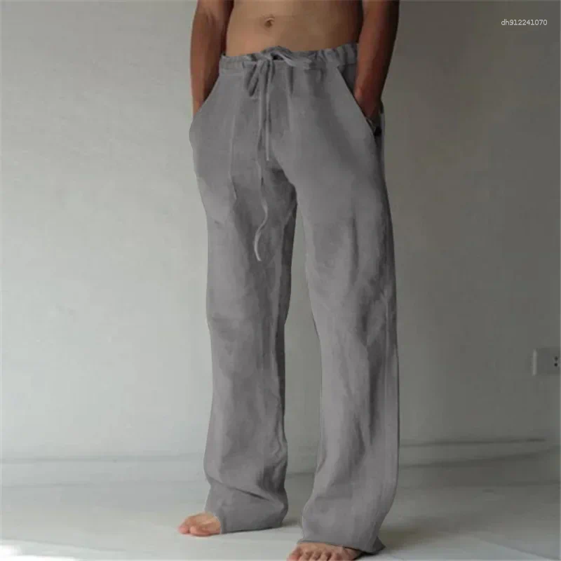 Men's Pants 2026 Men Spring Summer Quality Trousers Mens Cotton Breathable Comfortable Casual Home Straight Linen