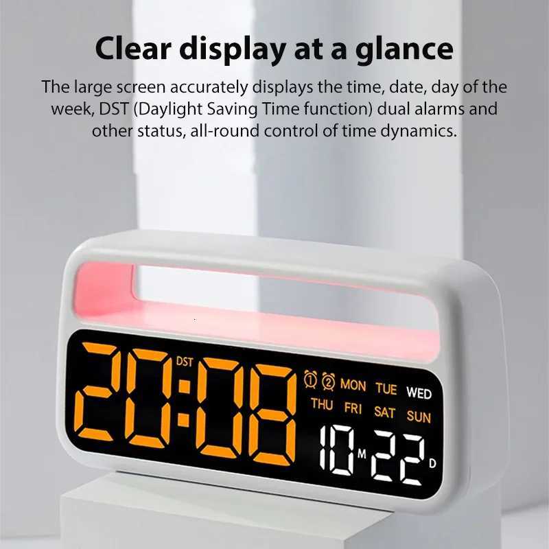 Digital Alarm Clock with Ambient-Light Date Dual Alarms Electronic Table Clock Brightness Adjustment Sleep Mode Home LED Clocks M251205 - view 4