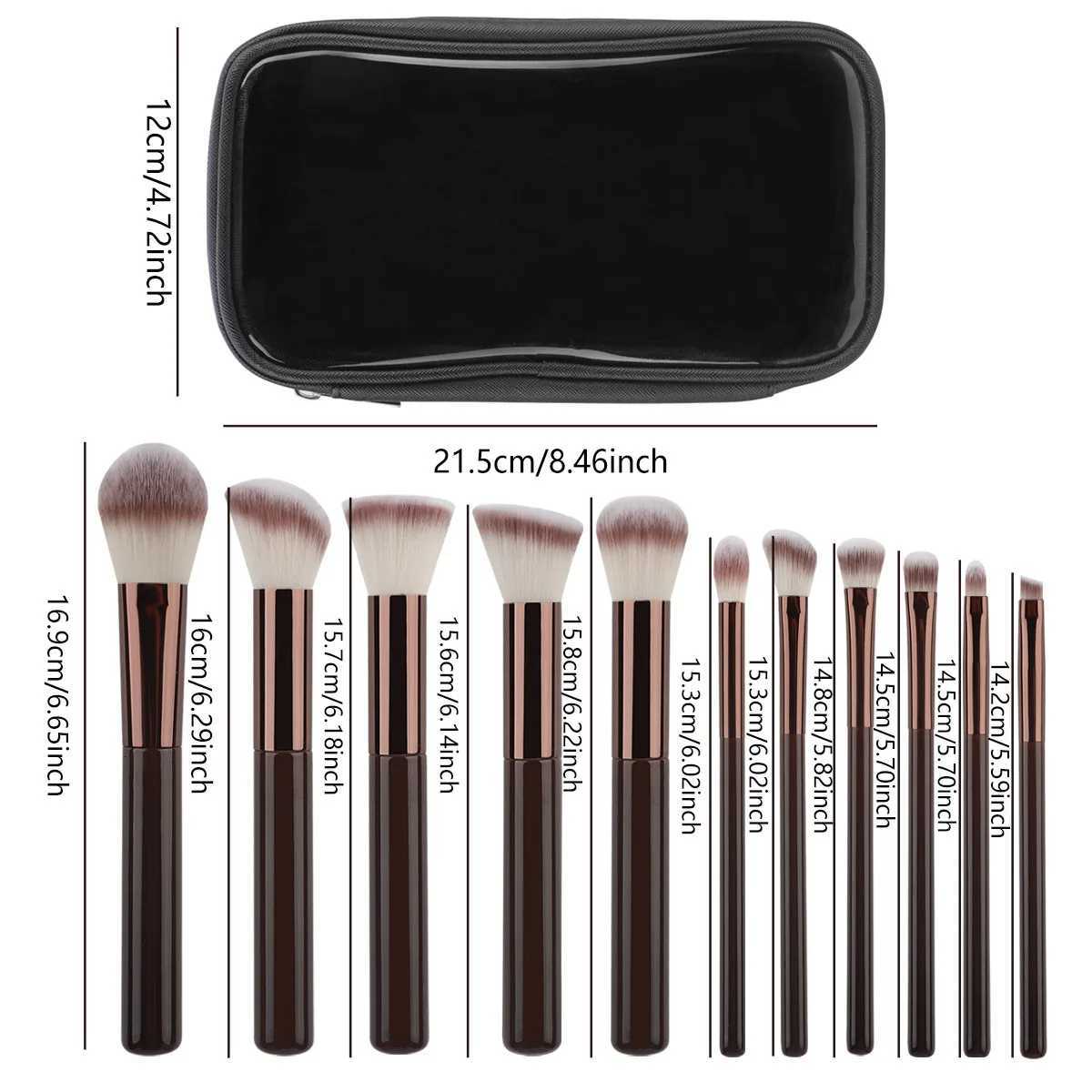 11pcs solid wood handle makeup brush set with Bag three color loose powder brush foundation brush eye shadow brushT251205