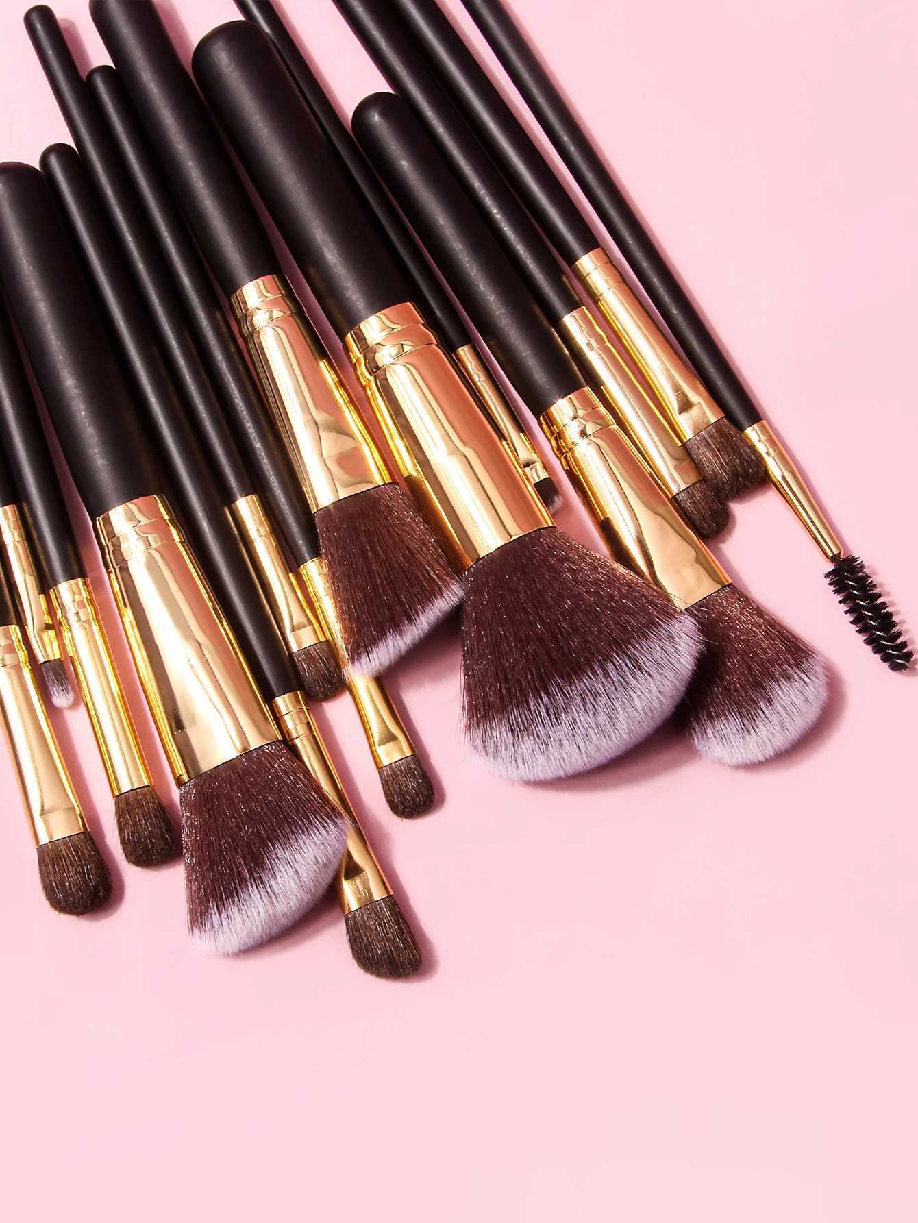 15 PCS Professional Makeup Brush Set With Makeup Brush Holder Wooden Handle Cosmetic BrushesT251205