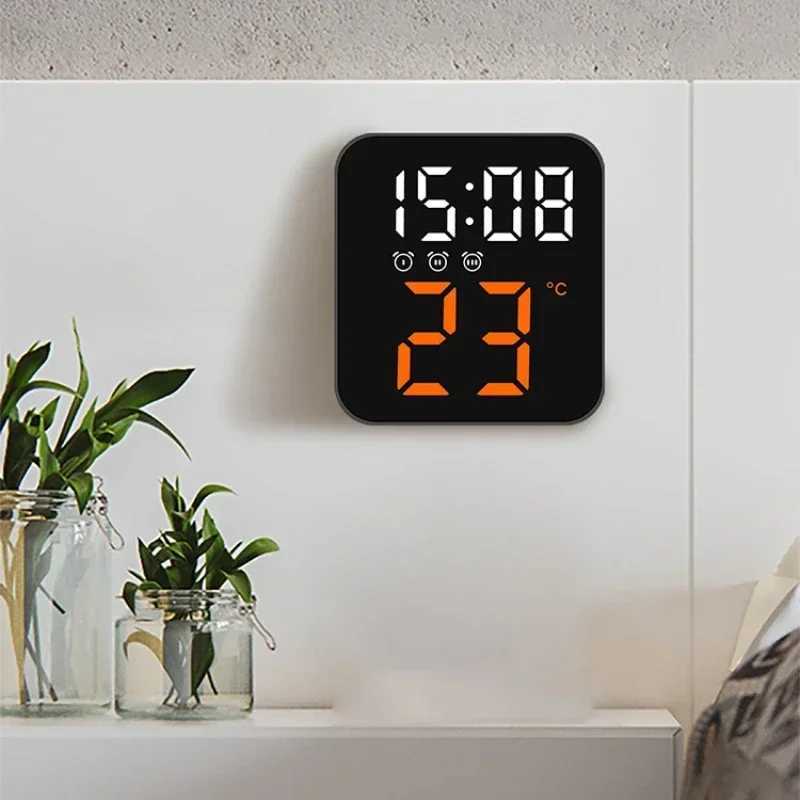 Digital Alarm Clock for Bedrooms with Temperature Adjustable Brightness Voice Control three Alarm Wall Clock 12/24H M251205 - view 5