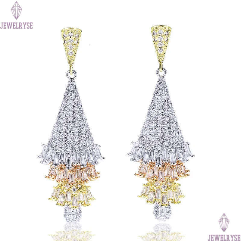 Luxury charm skirt diamond earring designer for woman party South American AAA Cubic Zirconia Copper Bride Wedding Engagement Gold Silver Earrings Gif
