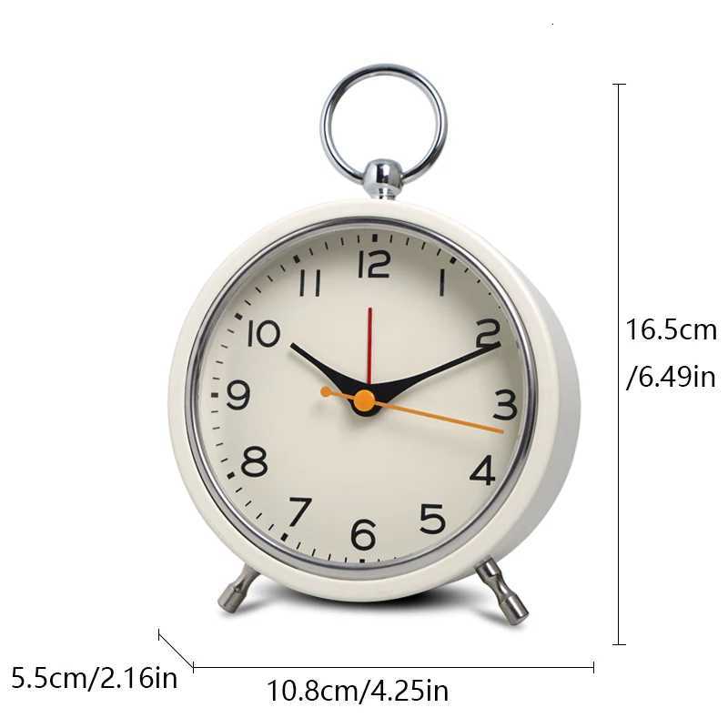European style metal snooze alarm clock with simple hanging ring quartz desk clock creative luminous student pointer clock sn M251205 - view 6