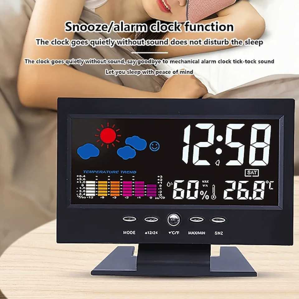 Weather Clock With Time Date Week Temperature Humidity Display Weather Forecast Function With Voice-activated Backlight Function M251205 - view 5