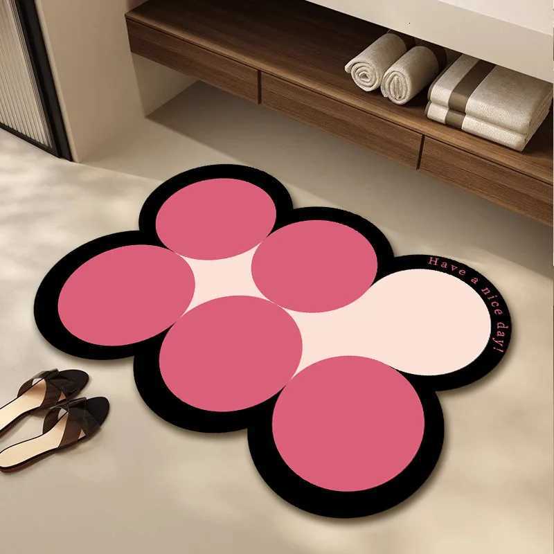 Pink And Black Diatom Mud Bathroom Floor Mat Toilet Carpet Entry Door Mat Toilet Door Absorbent Non-Slip Foot Mat H251205
