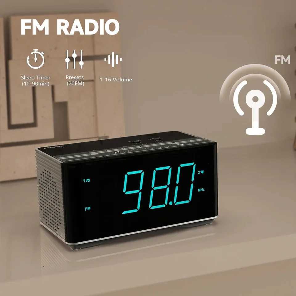 iTOMA 3501 Bluetooth Alarm Clock Dual Alarm FM Radio Stereo Speakers Snooze Dimmer USB Charging M251205