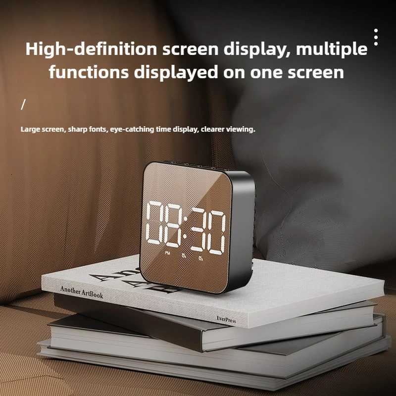 New LED Electronic Alarm Clock with Large Display Dual Power Voice Control Temperature for Students M251205 - view 3