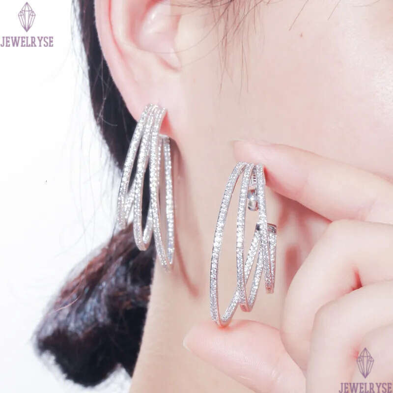 Luxury Charm Big Gold Diamond Earring Designer for Woman Party Round AAA Cubic Zirconia South American Copper 925 Silver Sterling Post Earrings Annive