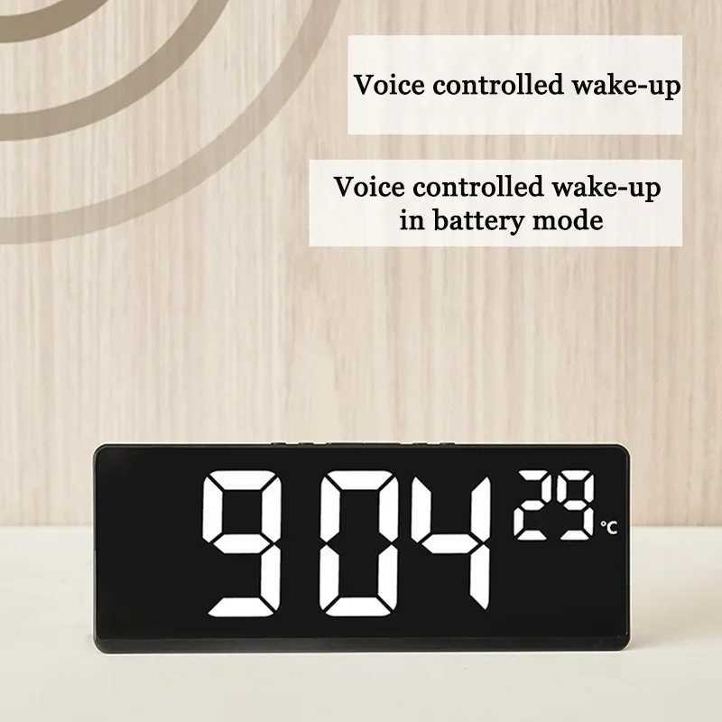 Voice Control Digital Alarm Clock Temperature Dual Alarm Snooze Desktop Table Clock Night Mode 12/24H LED Digital Clock Desk M251205 - view 6