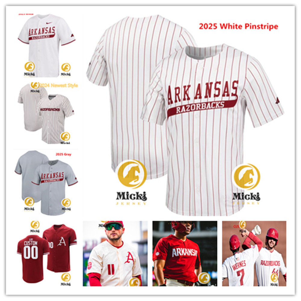 Zach Root Arkansas Baseball Jersey 22 Logan Maxwell 10 Brent Iredale 35 Landon Beidelschies 16 Aiden Jimenez 27 Ryder Helfrick Custom Stitched Jerseys