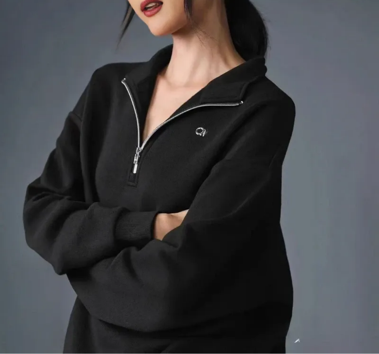 Women s Hoodies Women Spring Basic Hoodie Outdoor Fashion Half Zipper Pullovers Autumn Solid Casual Pocket Long Sleeve Sweatshirt Black Tops 5481