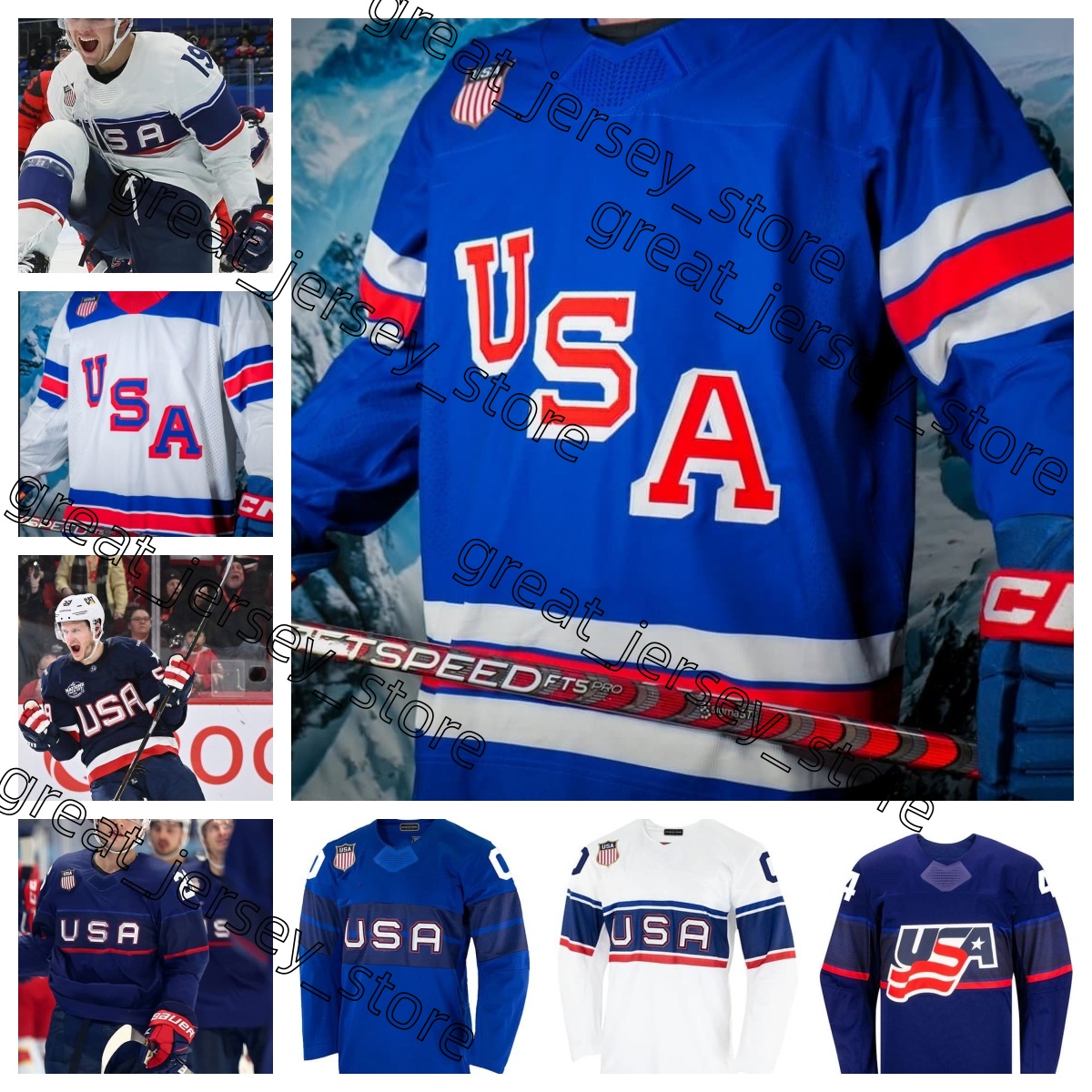 Name USA 2026 Olympicss Hockey Jerseys Matthew Jake Guentzel Brady Tkachuk Jack Hughes Matthew Tkachuk Adam Fox Hellebuyck Quinn Hughes Men custom Women