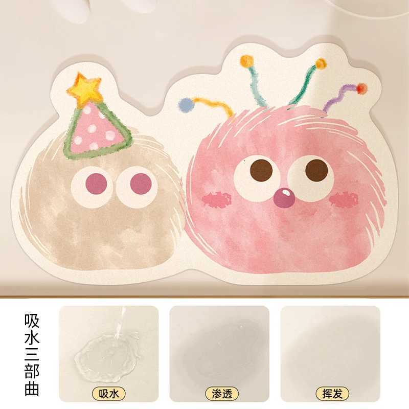Diatom mud Japanese cartoon bathroom absorbent floor mat household bathroom door non-slip foot mat toilet quick-drying carpet H251205