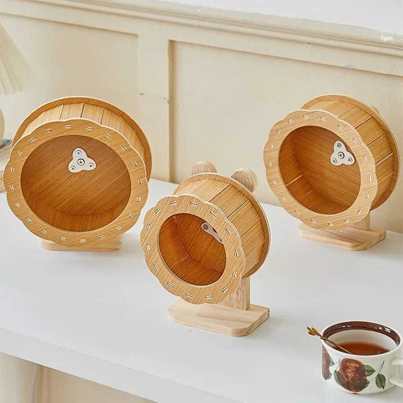 21CM Solid Wood Hamsters Wheel Silent Exercise Running Hamsters Wheel with Bracket Roller Train Small Animals Toys Pet Products M251205