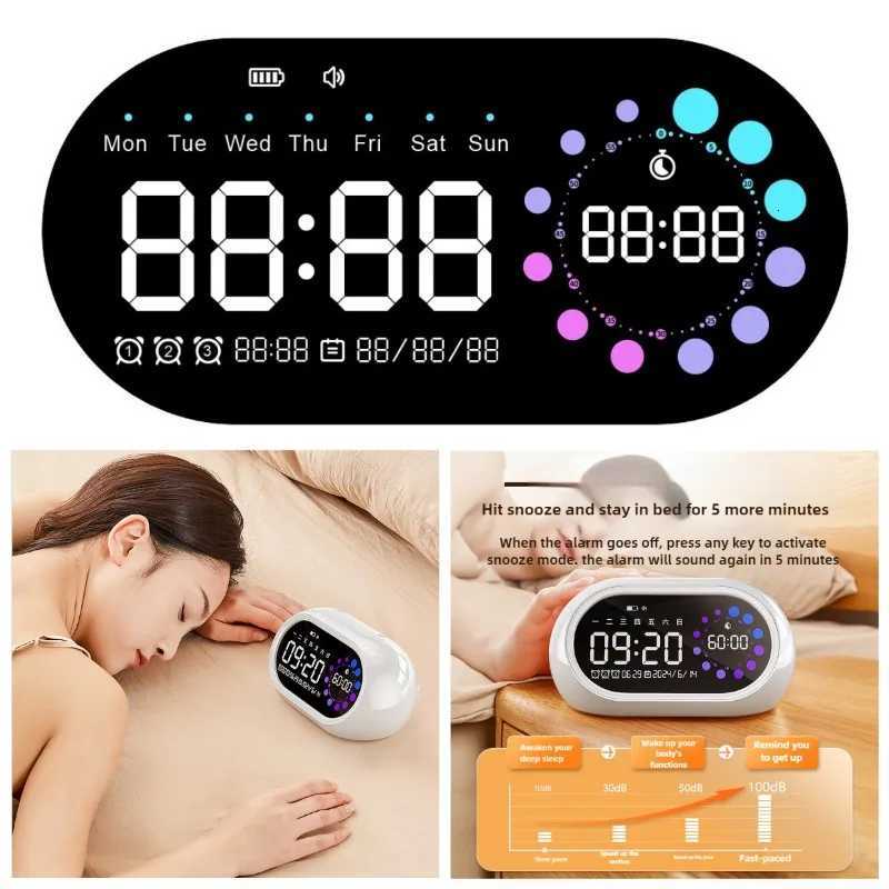 Smart Alarm Clock Big LED Display 100dB Loud Volume USB Rechargeable Multifunction Timer for Students Time Reminder desk clock M251205 - view 4
